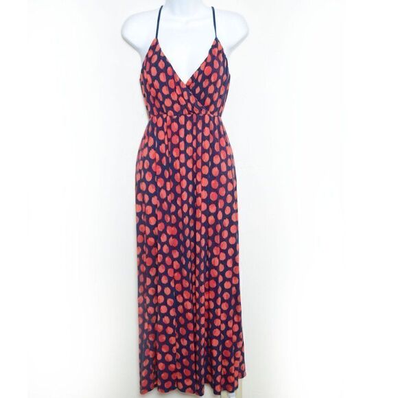 GAP Dresses & Skirts - Gap Abstract Polka Dot Navy Orange Maxi Dress